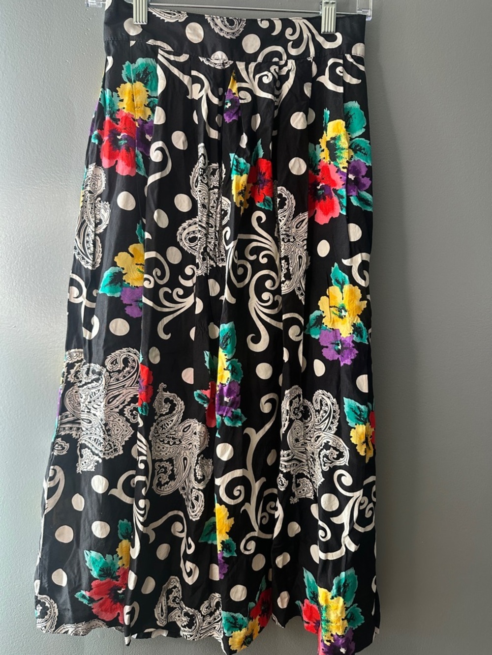 NORTON MCNAUGHTON vtg floral black midi skirt size 8 boho Cottage prairie